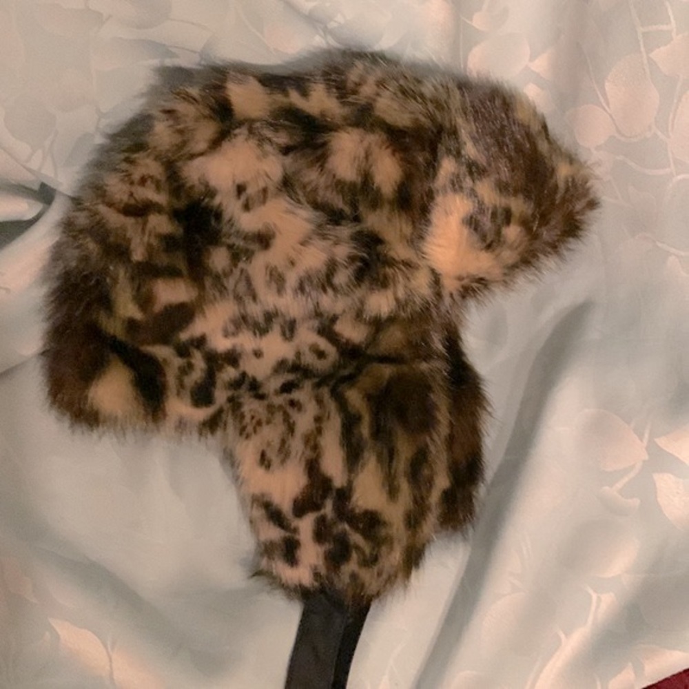 Adrienne Landau faux fur leopard print hat with ear flaps